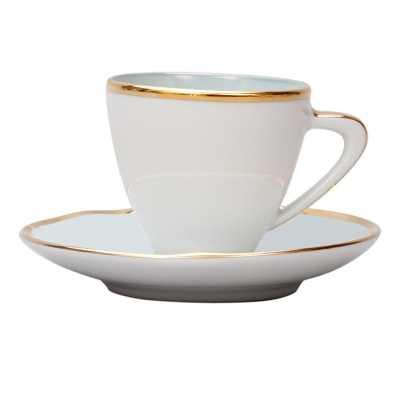 Taza De Espresso Con Plato Aqua Gold.