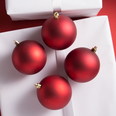 Bolas De Navidad Rojo Mate Juego de 4.