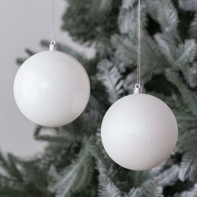 Bolas De Navidad Iridiscente Blanco Juego de 2.