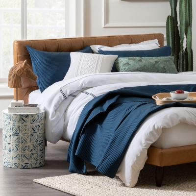 Haus Juego De Duvet Classic 300 Hilos Twin Azul Imperial.
