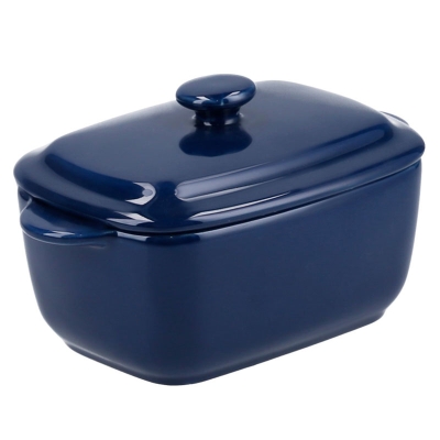 Fuente Para Hornear Con Tapa Azul Marino.
