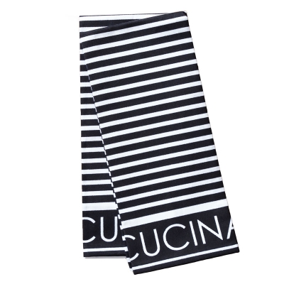 Haus Toalla De Cocina Stripes Negro Juego De 2.