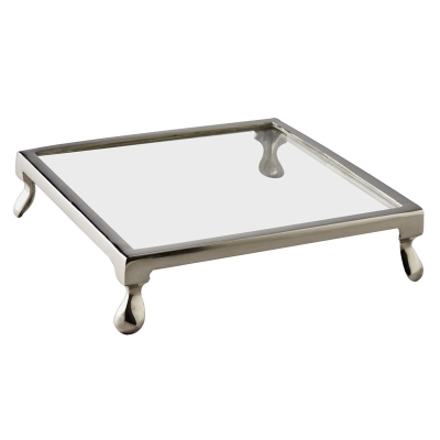 Porta Pastel Cuadrado Plata.