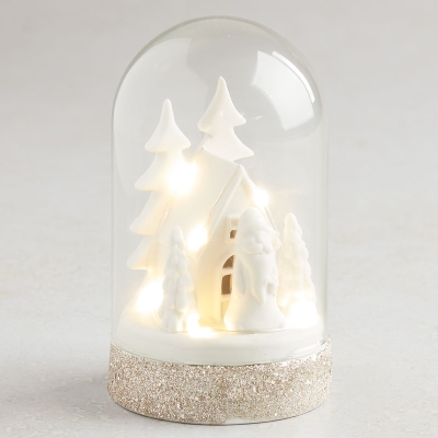 Casa Con Luz Blanco 3.4" x 3.4" x 5.9".
