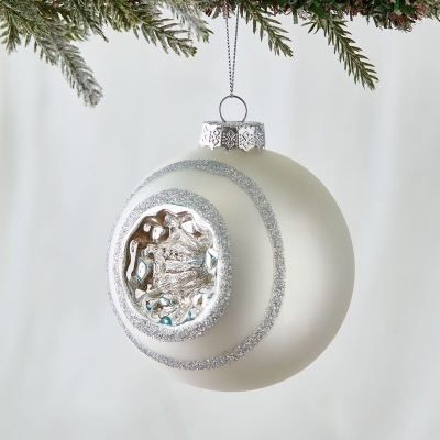 Bola De Navidad Blanco 4".