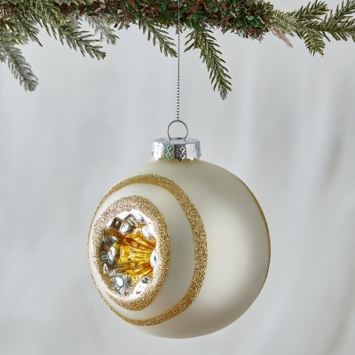 Bola De Navidad Blanco 4".
