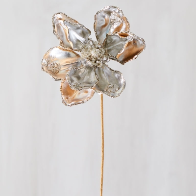 Flor De Magnolia Plateada 21".