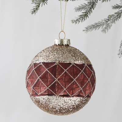 Bola De Navidad Rojo Y Champagne 4".