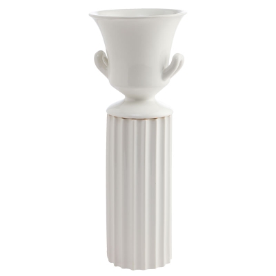 Florero Con Pedestal Mediano Blanco.