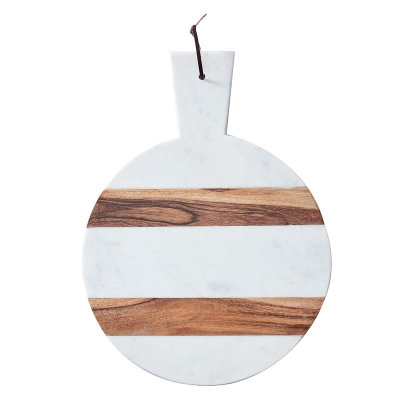 Tabla Para Queso De Mármol Y Madera 14".