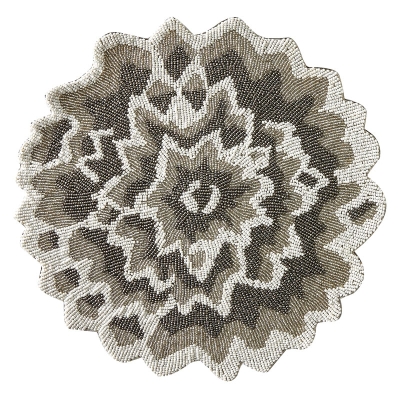 Haus Individual Pedrería Taupe y Blanco 12".