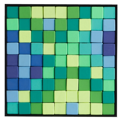 Cuadro Elementos Azul 23" x 23".