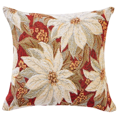 Funda De Cojín Poinsettia Blanco.
