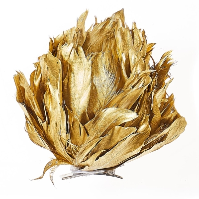 Flor Plumas Dorado 4".