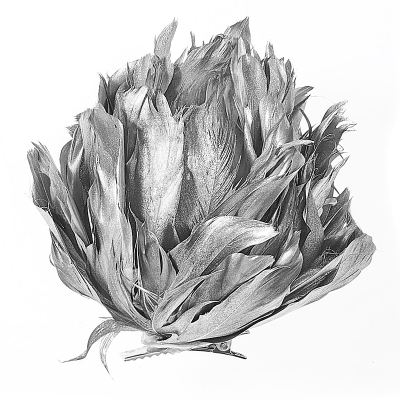 Flor de Plumas Plata 4".