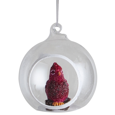 Bola De Navidad Con Cardinal 4".