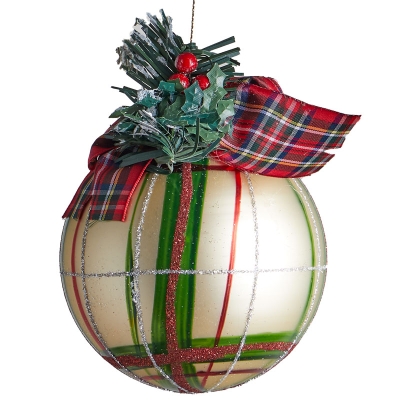 Bola De Navidad Tartán 4".