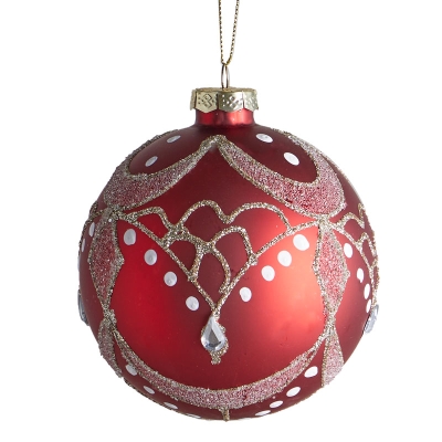 Bola De Navidad Rojo Y Dorado 4".