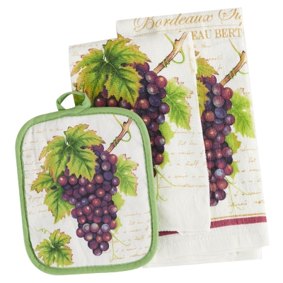 Haus Toalla De Cocina Con Agarrador Uvas Juego De 3.