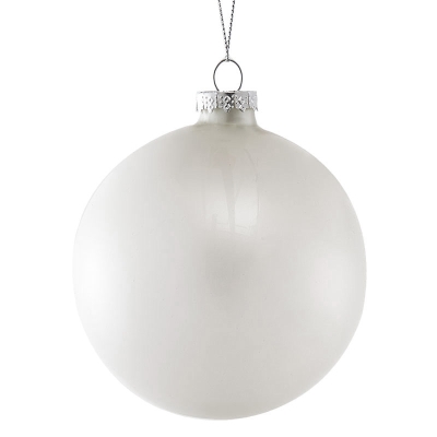 Bola De Navidad Blanco Perlada 4".