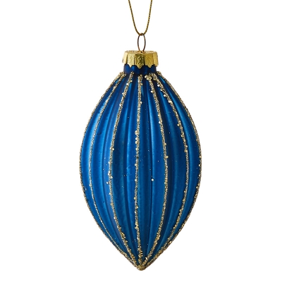 Bola De Navidad Larga Azul 4".