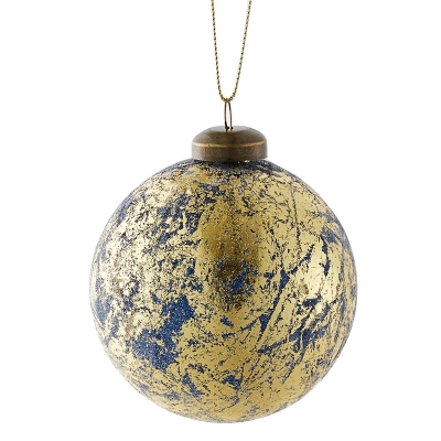 Bola De Navidad Azul Y Dorado 4".