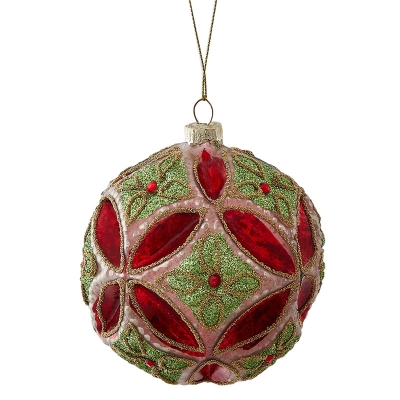 Bola De Navidad Rojo Y Verde 4".