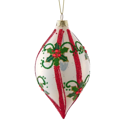 Bola De Navidad Larga Rojo Y Plata 6".