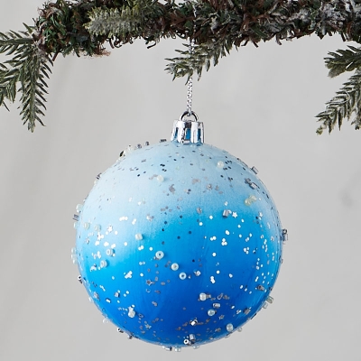 Bola De Navidad Blanco Y Azul 3".