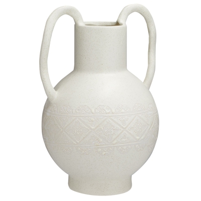 Jarrón Decorativo Dos Asas Blanco.
