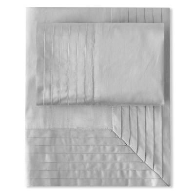 Haus Juego De Duvet 300 Hilos Micro Pleat Full/Queen Plata.
