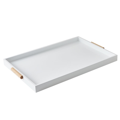 Bandeja Rectangular Con Asa Blanco.