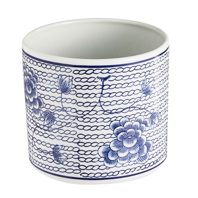 Macetero Chinois Blanco y Azul.