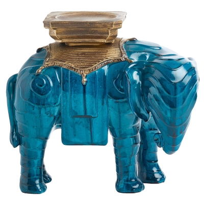 Portavela Elefante Azul Mediano.