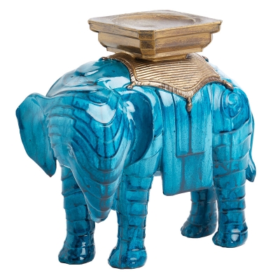 Portavela Elefante Azul Grande.