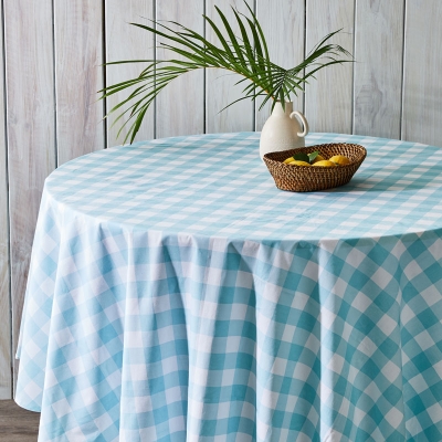 Haus Mantel Gingham Azul Claro 86".